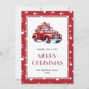 Pour Fêtes Annuelles Red Truck Snow Stars Joyeuses Cartes de Noël