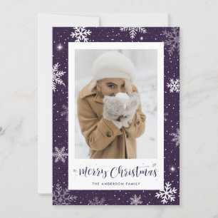 Pour Fêtes Annuelles Russe Pays Purple Burlap Photo Cartes de Noël