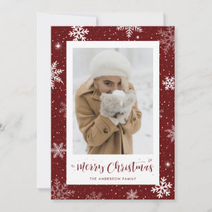 Pour Fêtes Annuelles Russe Pays Rouge Burlap Photo Cartes de Noël