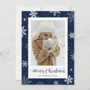 Pour Fêtes Annuelles Rustique Pays Bleu Burlap Photo Cartes de Noël