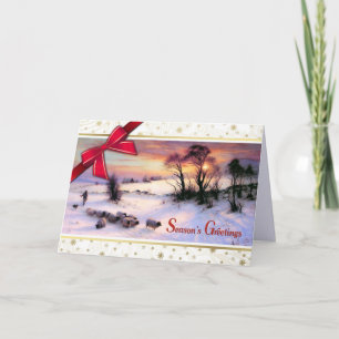 Pour Fêtes Annuelles Scène d'hiver Beaux Art Cartes de Noël