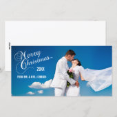 Pour Fêtes Annuelles Script Newlyweds Cartes photos de vacances (Devant / Derrière)