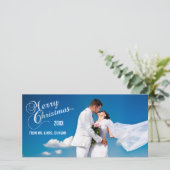 Pour Fêtes Annuelles Script Newlyweds Cartes photos de vacances (Debout devant)