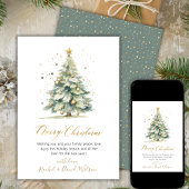 Pour Fêtes Annuelles Script Or moderne Non Photo Cartes d'arbre de Noël