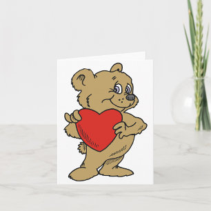 Pour Fêtes Annuelles Teddy Bear Tenant Une Cartes De Notes Du Coeur Rou