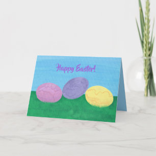 Pour Fêtes Annuelles Trois oeufs colorés de Pâques Cartes de voeux