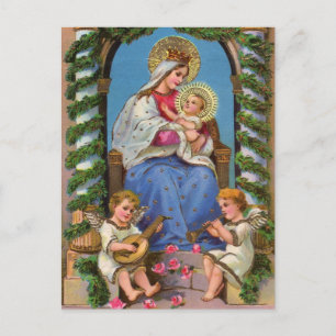 Pour Fêtes Annuelles Vierge Marie Bébé Jésus Vintage Noël Cartes postal