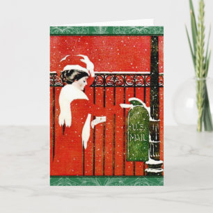 Pour Fêtes Annuelles Vintage Lady mailing Cartes de fin de année