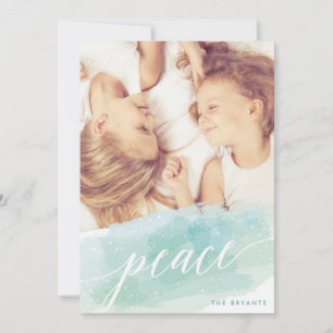 Pour Fêtes Annuelles Watercolor Peace Cartes photos de vacances