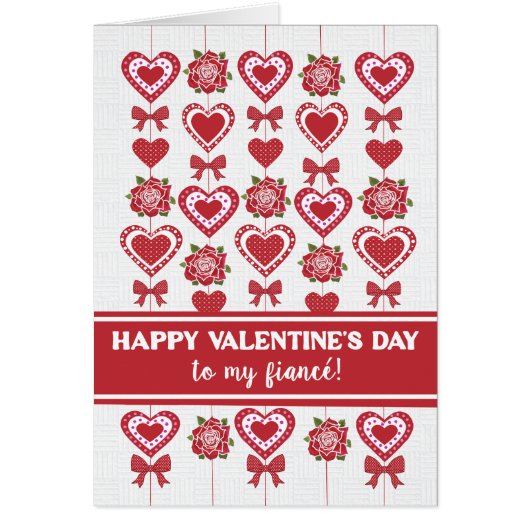 Pour Fiance Valentine's Red Roses Hearts Bows (Devant)