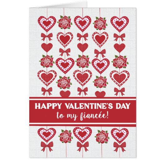 Pour Fiancée Valentine's Red Roses Hearts Bows (Devant)