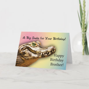 Pour frère carte d'anniversaire avec un alligator 