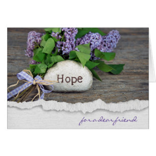 pour friend-lilac bouquet avec un texte d'espoir