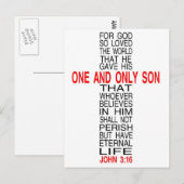 Pour God So Loved The World carte postale (Devant / Derrière)