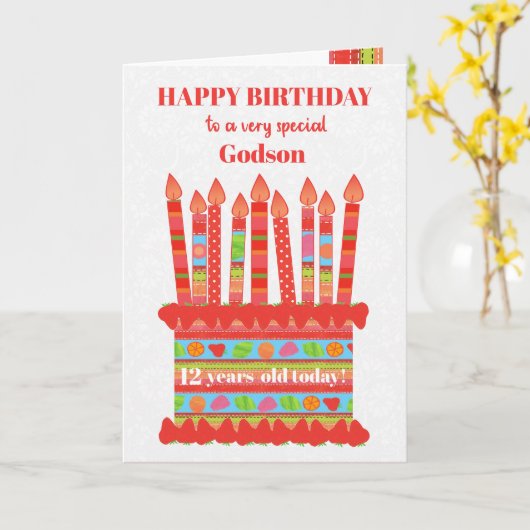 Pour Godson Custom Age Carte de gâteau d'anniversa (Fleur jaune)