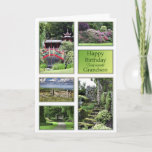 Pour Grandson, une carte d'anniversaire avec vue s<br><div class="desc">Un ensemble de beaux paysages en font une carte pour n'importe quel jardinier. Une carte d'anniversaire avec un jardin japonais,  un jardin en rhododendron,  une place dans un jardin verdoyant et des marches intrigantes. Toutes les images copyright Norma Cornes.</div>