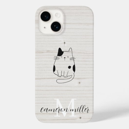 Pour iPhone 14 Beige minima moderne Monogramme initial Nom Coque (Verso)