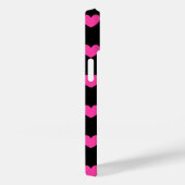 Pour iPhone 14 Coeurs de polka rose Fuchsia sur le Coque noir-Mat (Verso / Droite)