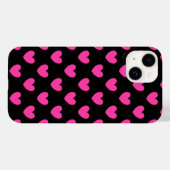 Pour iPhone 14 Coeurs de polka rose Fuchsia sur le Coque noir-Mat (Verso (horizontal))