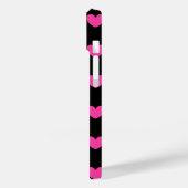 Pour iPhone 14 Coeurs de polka rose Fuchsia sur le Coque noir-Mat (Verso / Gauche)