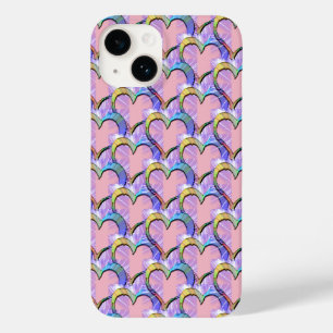 Pour iPhone 14 Coeurs sur les coeurs Motif psychédélique coque ip