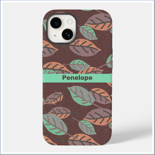 Pour iPhone 14 Coque Feuille moderne Mint Green Orange et violet-