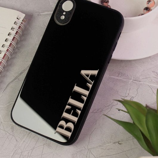 Pour iPhone 14 Coque moderne noir initial minimal contemporain