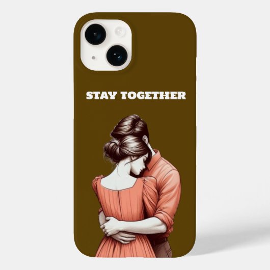 Pour iPhone 14 Deux coeurs connectés| Restez ensemble Coque de de (Verso)