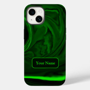 Pour iPhone 14 en pierre de malachite verte, Coque personnalisé-M