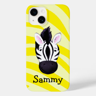 Pour iPhone 14 Enfants zèbre sur imprimé jaune nommé coque ipad