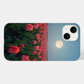 Pour iPhone 14 Fleur champ avec la lune coque levant (Verso (horizontal))