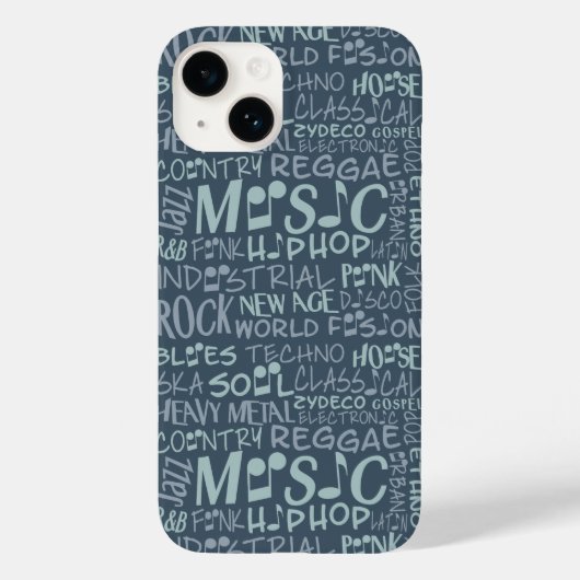 Pour iPhone 14 Genres de musique Word Collage coque (Verso)