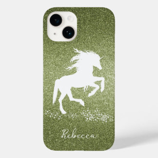 Pour iPhone 14 Parties scintillant verte Unicorn Coque-Mate coque