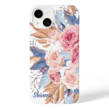 personnalisé avec Coque de fleurs bleu et bleu
