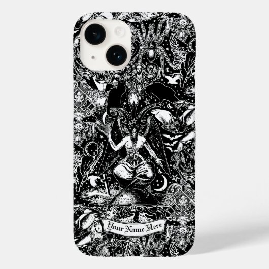 Pour iPhone 14 Personnalisé Goth Baphomet Satanic gothique Coque (Verso)