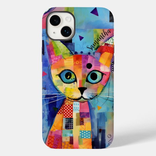 Pour iPhone 14 Plus Cute Calico Chat Coque personnalisé (Verso)