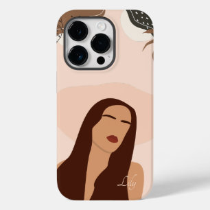 Pour iPhone 14 Pro Illustration de la femme Boho Abstraite, Coque Boh