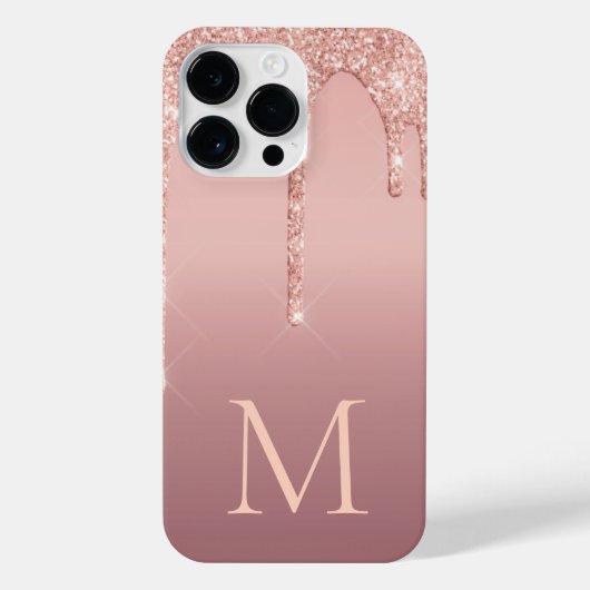 Pour iPhone 14 Pro Max LETTRE MONÂTRE Rose Parties scintillant Brou coque (Verso)