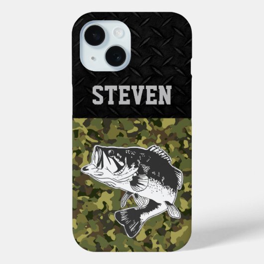 Pour iPhone 15 Camo Basse Nom de pêche Hommes Sports Grand Coque  (Verso)