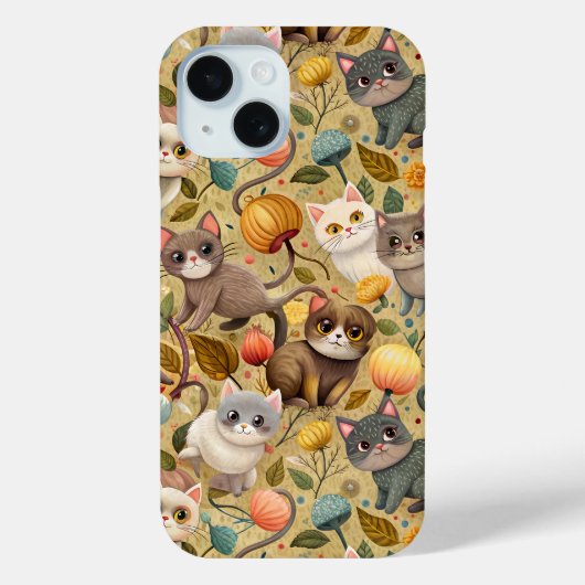 Pour iPhone 15 Coque de chats adorables (Verso)