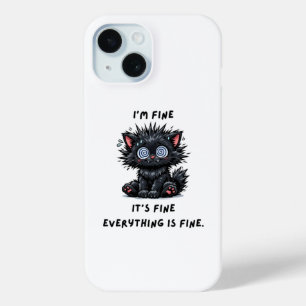 Pour iPhone 15 coque de téléphone chat noir drôle