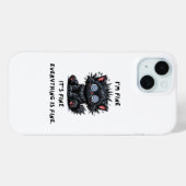 Pour iPhone 15 coque de téléphone chat noir drôle (Verso (horizontal))