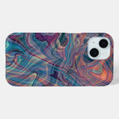 Pour iPhone 15 Coque de téléphone en liquide et marbre céleste mo (Verso (horizontal))