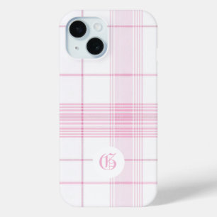 Pour iPhone 15 Coque de téléphone personnalisable à carreaux rose
