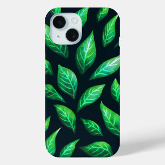 Pour iPhone 15 Coque Motif Feuille vert foncé Abstrait