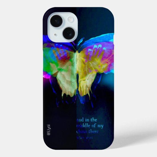 Pour iPhone 15 Coque néon papillon (Verso)