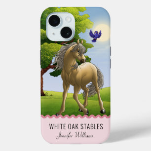 Pour iPhone 15 Dartmoor Pony dans le pâturage Coque-Mate coque ip