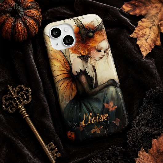 Pour iPhone 15 Fée et chauve-souris à goth blanc | Coque Hallowee