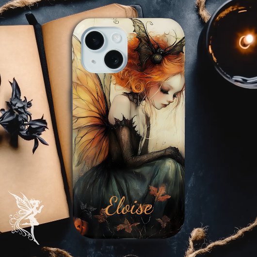 Pour iPhone 15 Fée et chauve-souris à goth blanc | Coque Hallowee