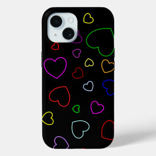 Pour iPhone 15 Happy Hearts 2 - Colorful - Cute Girly Coque -